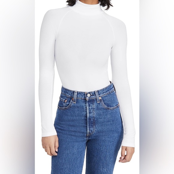 FREE PEOPLE Women's Seamless White Turtleneck Bodysuit with Cheeky Snap Gusset - Picture 5 of 12